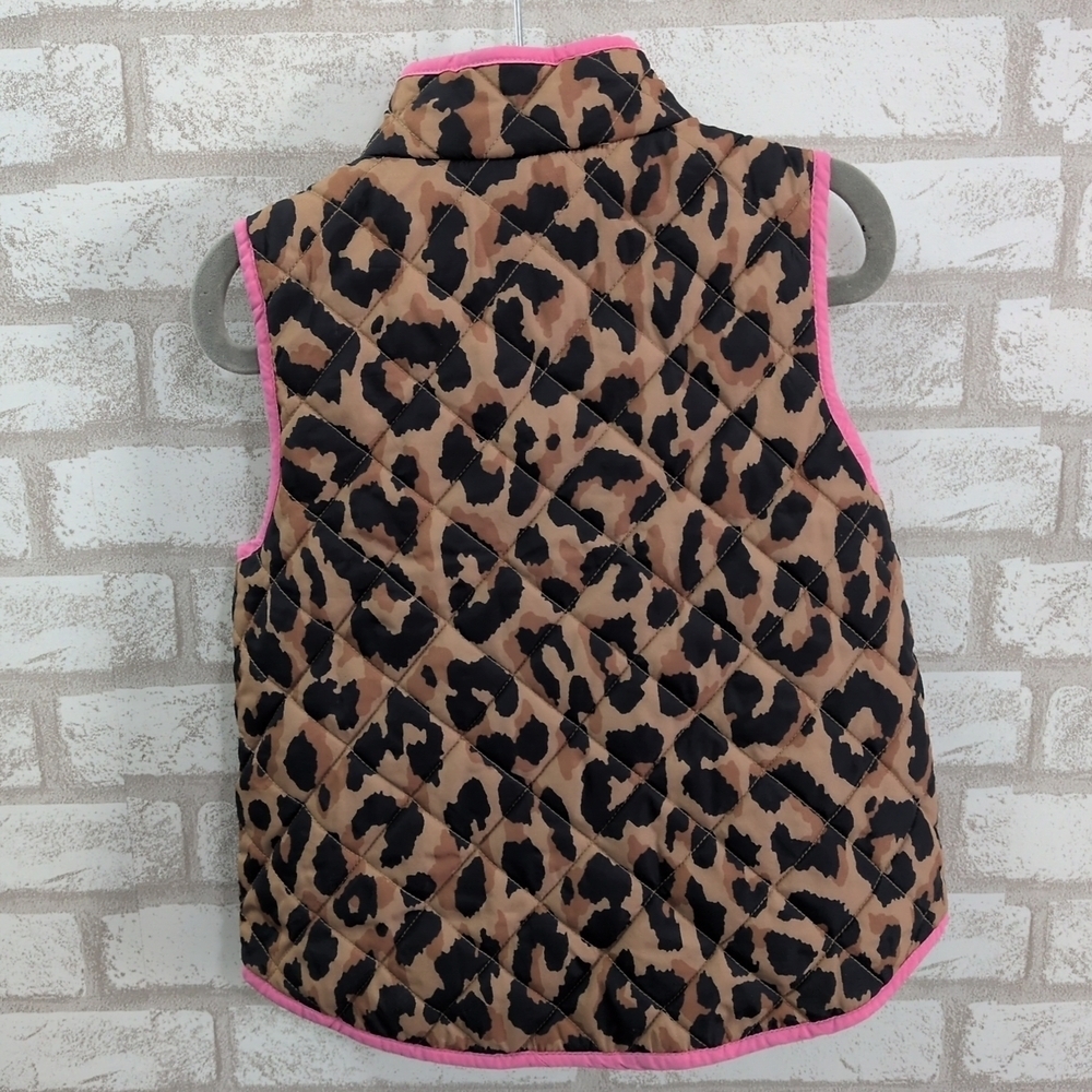 Crewcuts girls zip up leopard print quilted vest with hot pink trim size 2 - Picture 5 of 5